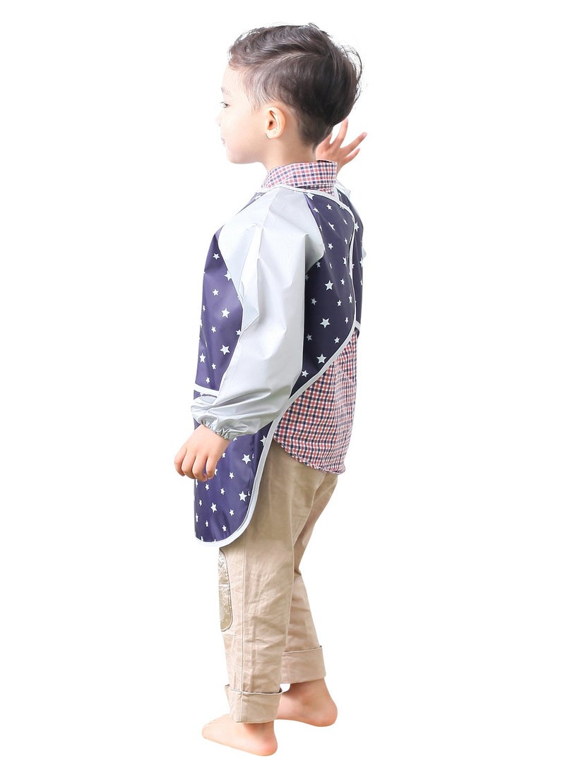Plie Kids Painting Apron â€“ Waterproof Long Sleeve Art Smock for Toddlers & Preschoolers, Messy Play, Baking, Crafts, Cooking, Sensory Activities (Ages 1â€“10), Sliver Star (06-XL) - Image 2